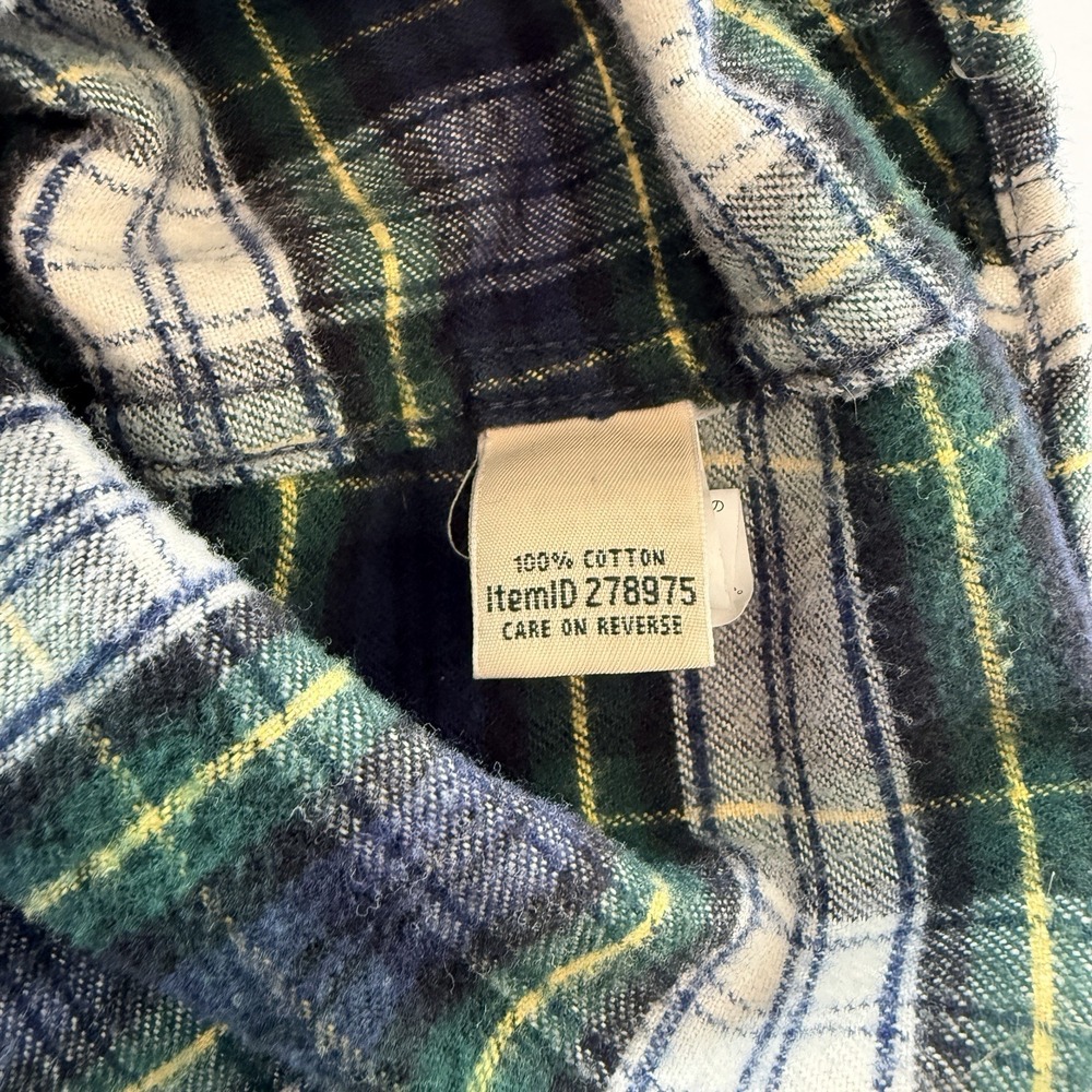 LL Bean Scotch Plaid Cotton Flannel Button Shirt Relaxed Fit 3X Green White - Picture 10 of 11